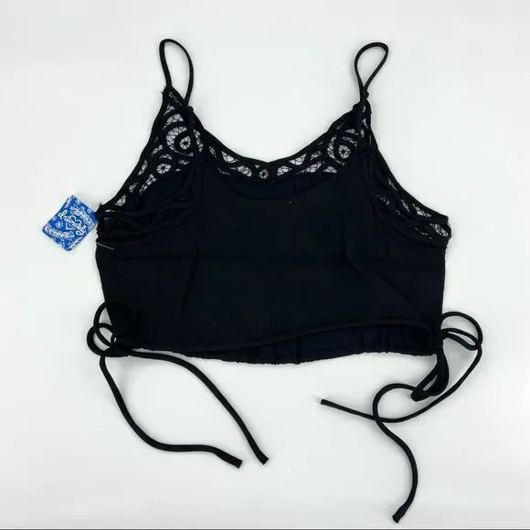 Free People Intimately Black Blouson Satin Brami Crop Camisole XS - Picture 6 of 13